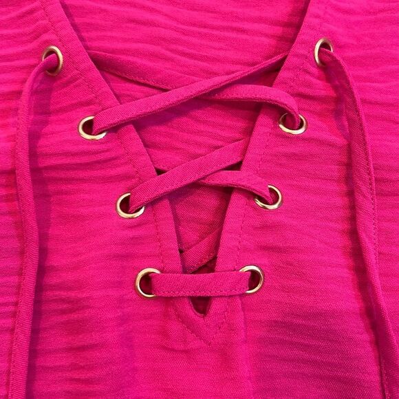 Michael Kors Hot Pink Lace-Up Blouse, Women’s Size Small, Brand New - Picture 7 of 7